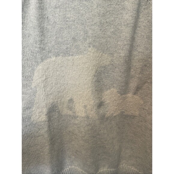 Cabincore Loft Women’s Sweater, Mock Neck, Hi Low, Light Gray Bear Motif S - Picture 2 of 6